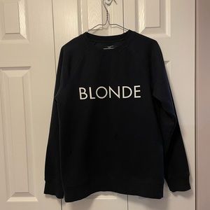 Brunette the label “Blonde” crewneck sweatshirt. Dark navy in Color, size S/M.